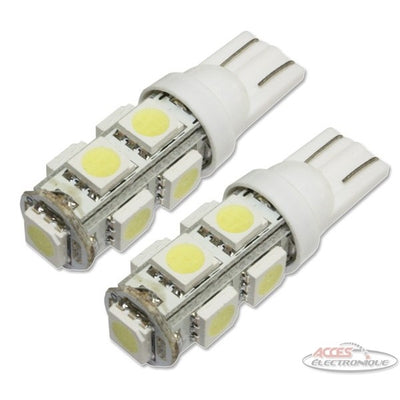 9 Led Bulb 5050SMD 12V T10 White (pack of 2)
