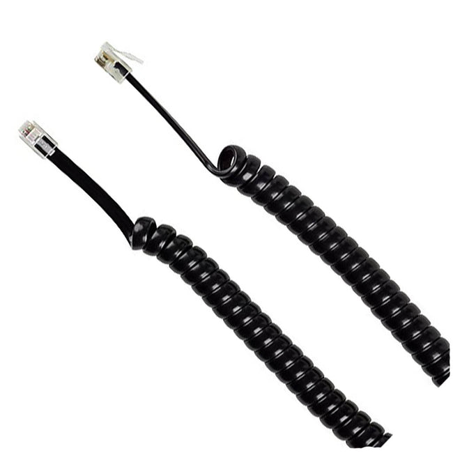 Spiral Cord Black 25ft Male to Male for Telephone Handset