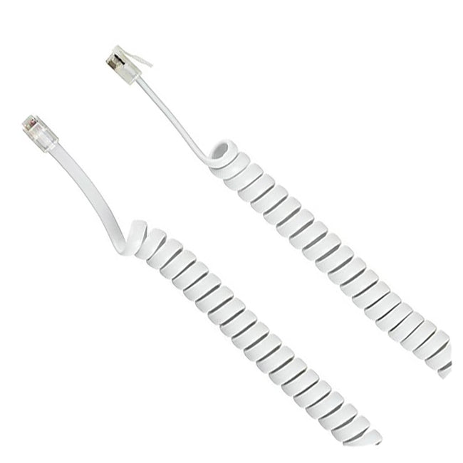 Spiral Cord White 7ft Male to Male for Telephone Handset