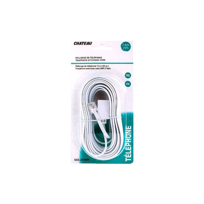 Phone Cable Male to Femelle 25ft. White
