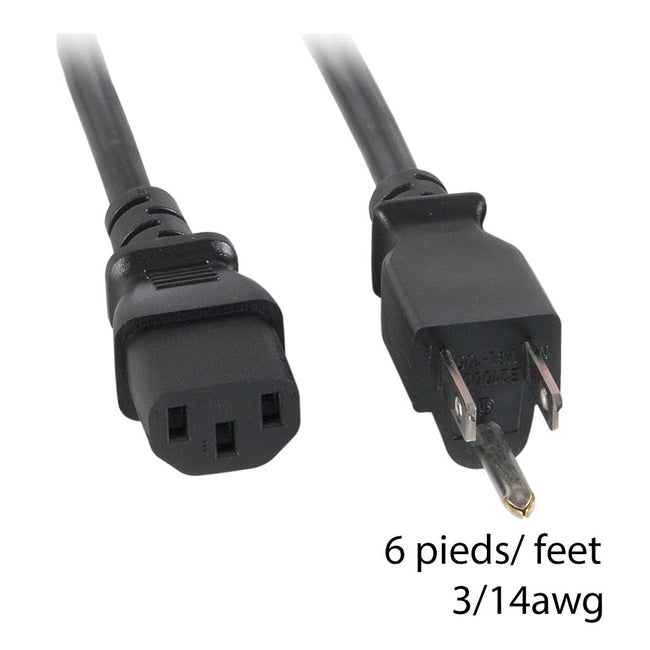 IEC Power Cord 3/14AWG 6ft