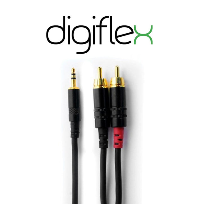 Digiflex cable 3.5mm stereo male to 2x RCA - 3 feet (0.91m)