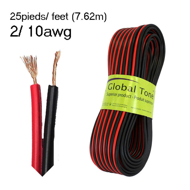 Speaker Wire 2/10AWG Red/ Black 25ft