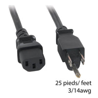 IEC power cord 3/14awg - 25 feet (7.62m)