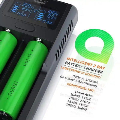 Charger for 2 Battery 18650 with Charge Level