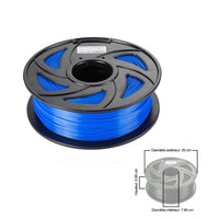 Filament PLA 3D 1.75mm 1kg, precision +/- 0.05mm, Transparent Blue