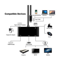 Adapter USB-C to HDMI/VGA/USB/USB-C/audio