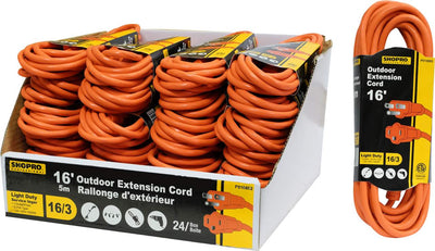 Electrical Outdoor Extension 16/3  13amp., 16 Feet Orange