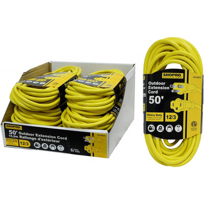 Electrical Outdoor Extension 12/3 15amp., 50ft. Yellow