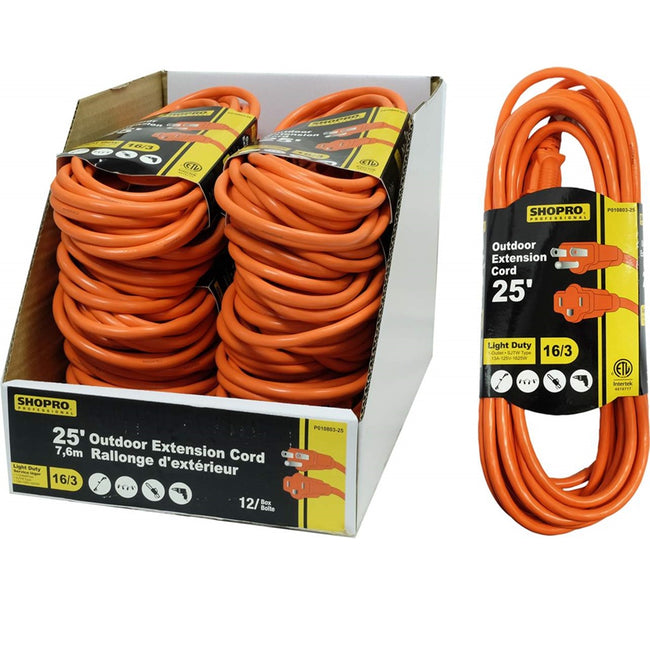 Electrical Outdoor Extension 16/3 13amp., 25ft. Orange