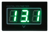 Digital 2.5 to 30vdc Voltmeter. Green
