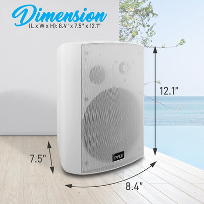 Bluetooth Outdoor 2 way 6.5in Wall Mount Speakers White