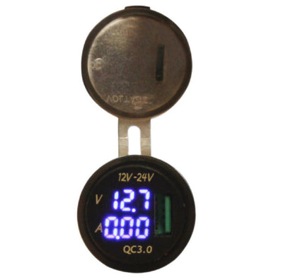 USB 3.0, Voltmeter, Ampmeter Socket Water-Resistant