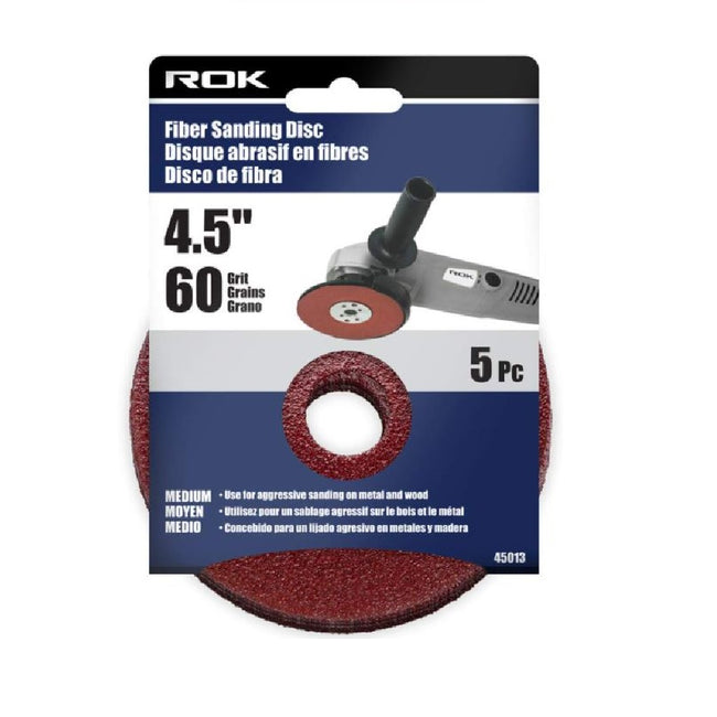 5pc Fiber Sanding Disc 4-1/2in. Grit 60