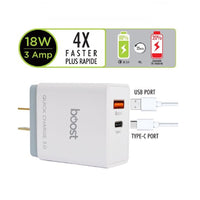 Fast Wall Charger USB And USB-C 18w