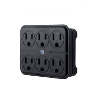 6 Outlet Grounded Wall Tap Black