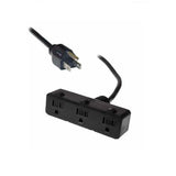 Heavy Duty 3/16awg, 13amp. Outdoor Electric Extension 3 Outlets Black - 7.6m