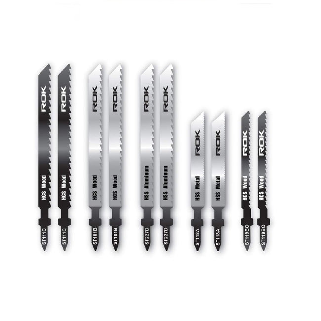 10pcs Jigsaw Blade Set for Wood, Aluminum and Metal - T-Shank