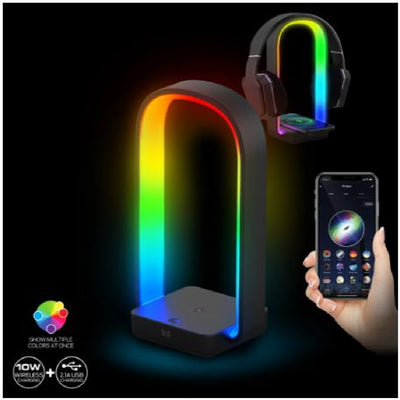 Sound Reactive LED Wi-Fi Light Lamp, Wireless Charger and Headphones Stand