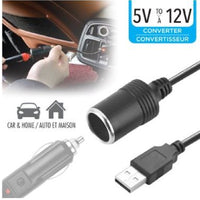 USB port to 12V car cigarette lighter socket converter