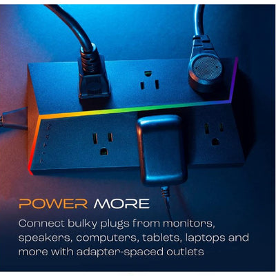 Surge Protector 6 Outlets, 8ft. Cord, 1080 Joules, Multicolour LED