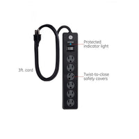 Surge Protector 6 Outlets, 3ft Cord