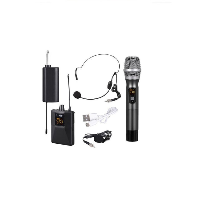 Wireless UHF 3 Microphones System Kit