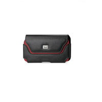 Leather Horizontal Cell Case Black/ Red 6.05x3.18x0.67po