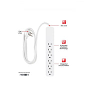 Surge Protector 6 Outlet, 6ft Power Cord