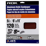 5pcs. Sandpaper 9 x 11in, 120g. ROK-44915