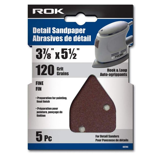 5pcs. Detail Sandpaper 3-7/8 x  5-1/8, 120g. ROK-44744