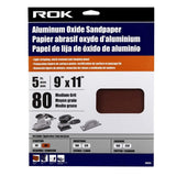 5pcs. Sandpaper 9 x 11in, 80g. ROK-44913