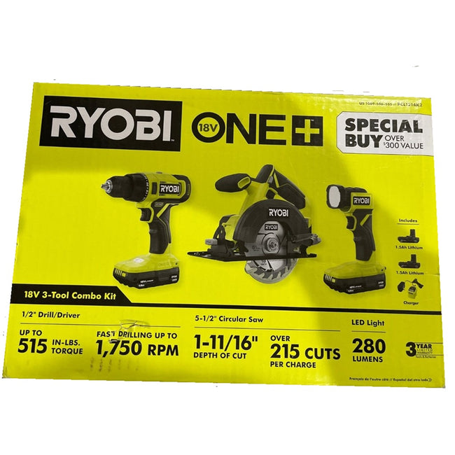 Ryobi Dril and Saw Combo Kit  PCL1214K2 (open box)