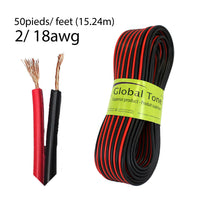Speaker Wire 2C/18 AWG (50'/15.24m) - Red/Black (00971)